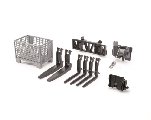 Bruder Front loader parts: rope reel/pallet/lift truck fork