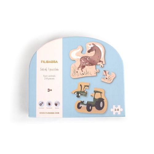 Filibabba Set of 7 Puzzles Farm Animals 