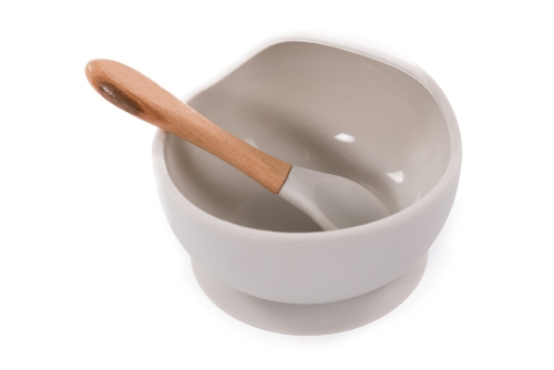 BoJungle Silicone Tray and Spoon Grey