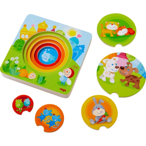 Haba wooden puzzle colorful young animals