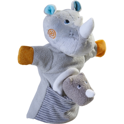 Haba rhino hand puppet with baby