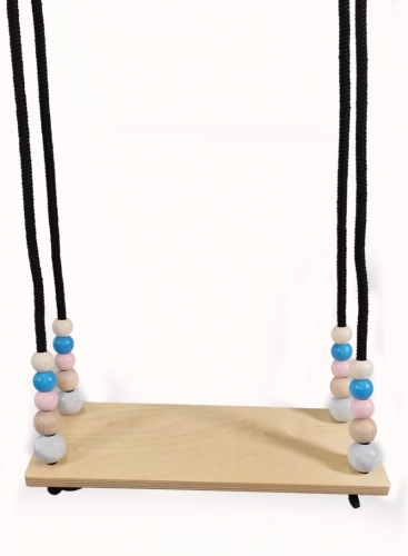 Hess wooden plank swing with pastel beads