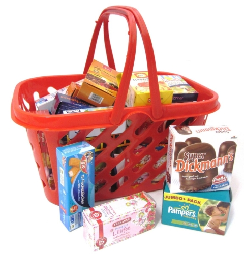 Tanner Red shopping basket with filling