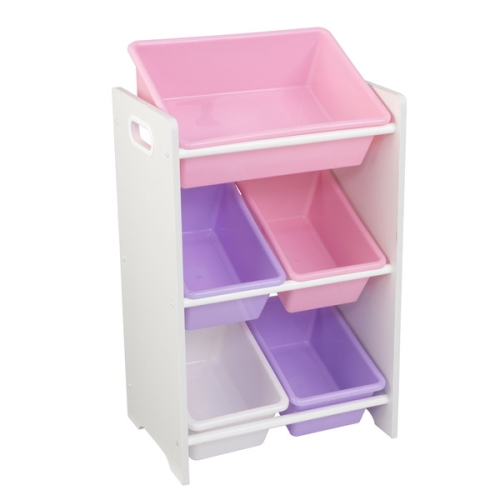 Kidkraft cupboard white with 5 storage bins in pastel color