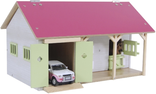 Kids Globe horse stable with 2 boxes and storage pink