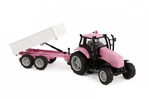 Kids Globe tractor with trailer pink