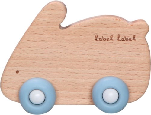 Label Label Teether rabbit on wheels blue