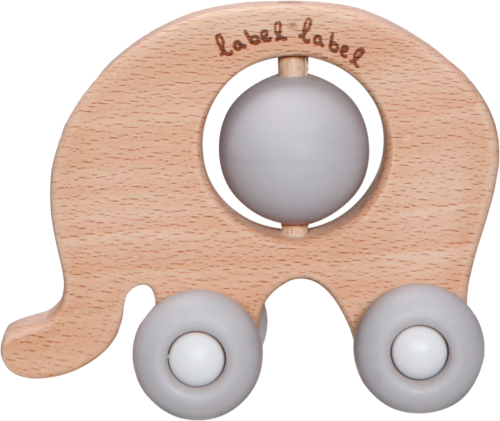 Label Label Teether elephant on wheels gray