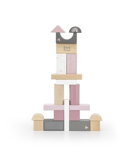 Label Label wooden blocks 50 pieces pink