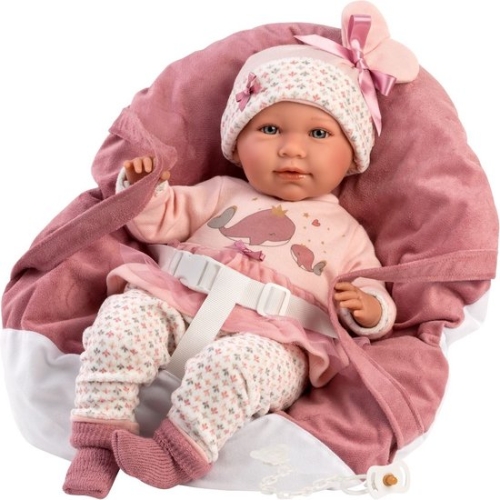 Llorens Crying Baby Doll Mimi Pink with carrier and sound 42 cm