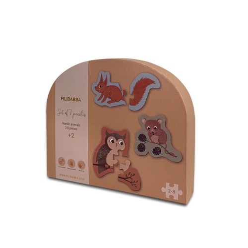 Filibabba Set of 7 puzzles Nordic animals