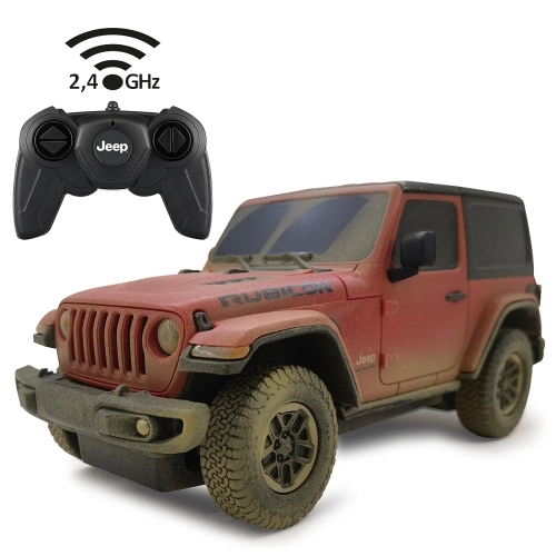 Jamara Remote Controllable Jeep Wrangler Rubicon Red Muddy 1:24