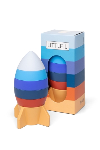 Little L Stacking Tower Rocket Blue and Orange