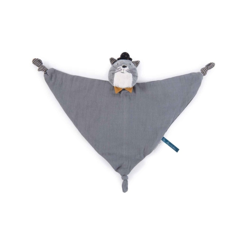 Moulin Roty cuddly blanket cat light grey Fernand Les Moustaches