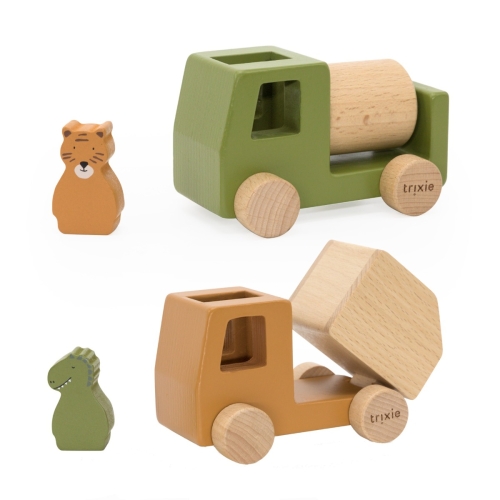 Trixie Wooden construction vehicles animals set 