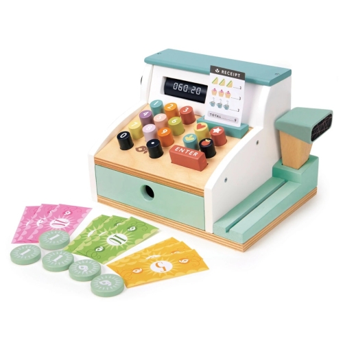 Tender Leaf Wooden Cash Register with Scanner