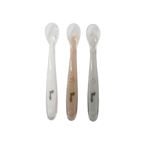 BoJungle Soft Spoon Set Silicone (White-Grey-Terracotta)