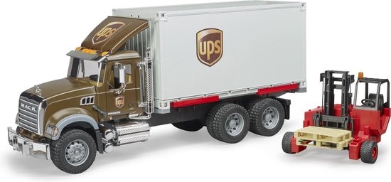 Bruder MACK Truck UPS with Forklift truck online Offer at PLUSTOYS